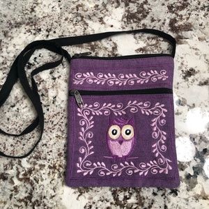 Purple Embroidered Cross Body Purse
